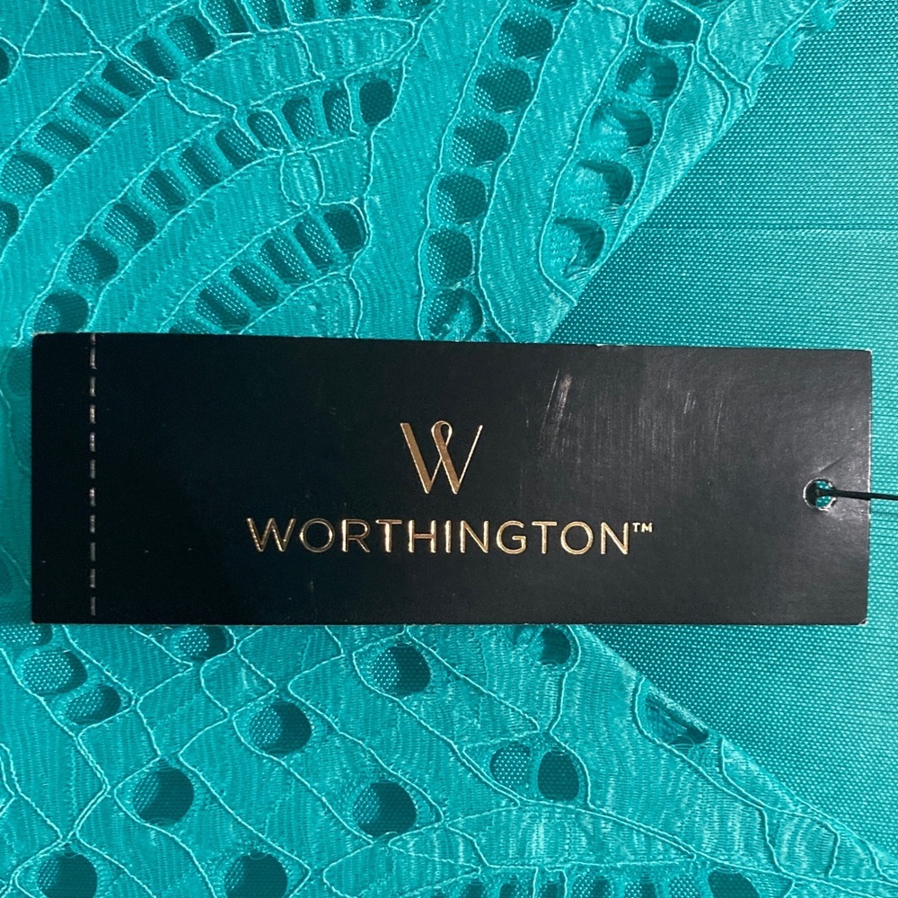 NWT Worthington SIZE L Turquoise Lace Dress - Picture 3 of 6